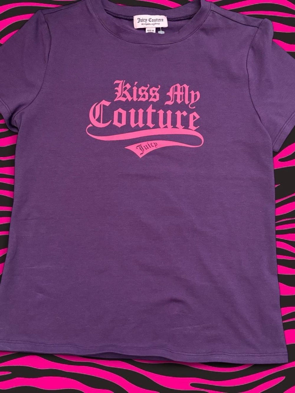 Juicy Couture "Kiss My Couture" Purple Tee with Pink Logo